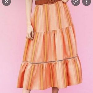 Matilda Jane Apricot Tree Midi Skirt Tiered Stripe Small